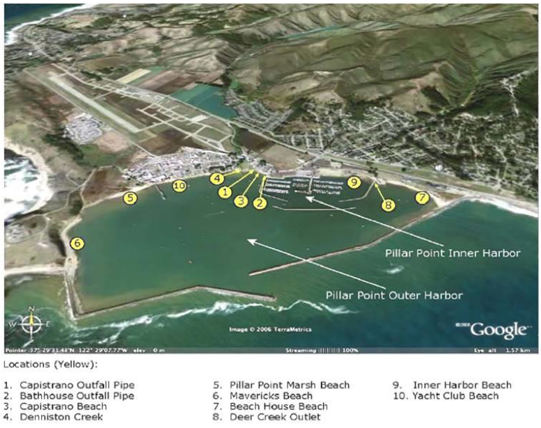Pillar Point Harbor pollution sampling sites